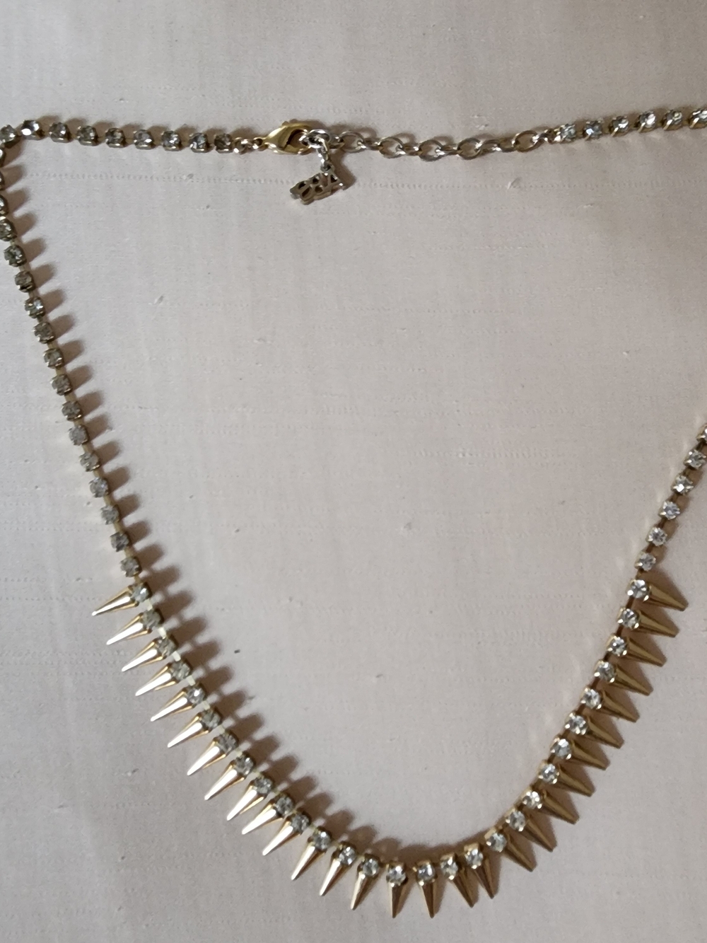 ABS Allen Schwartz Gold Spike and Clear Crystal Necklace